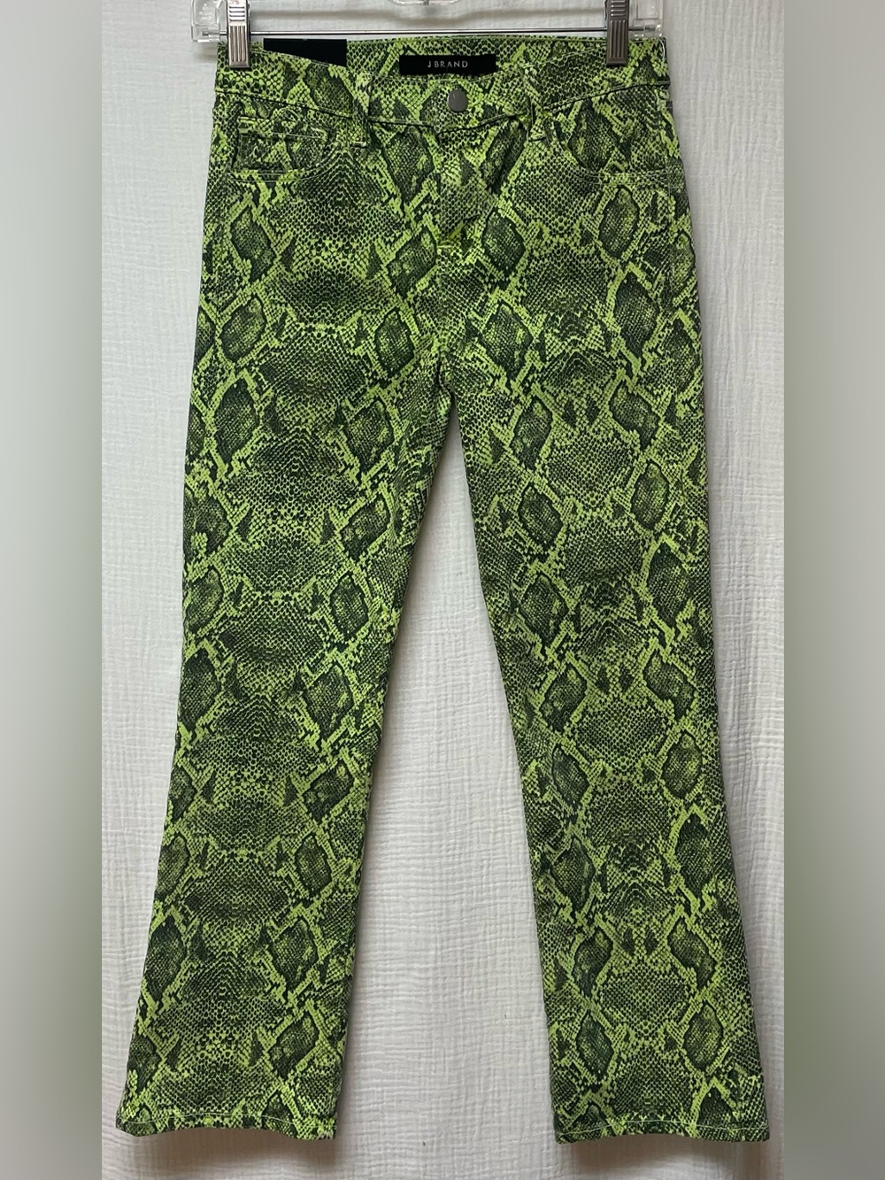 J Brand Lime Green Snake-Print Jeans, NWT, Sz: 26